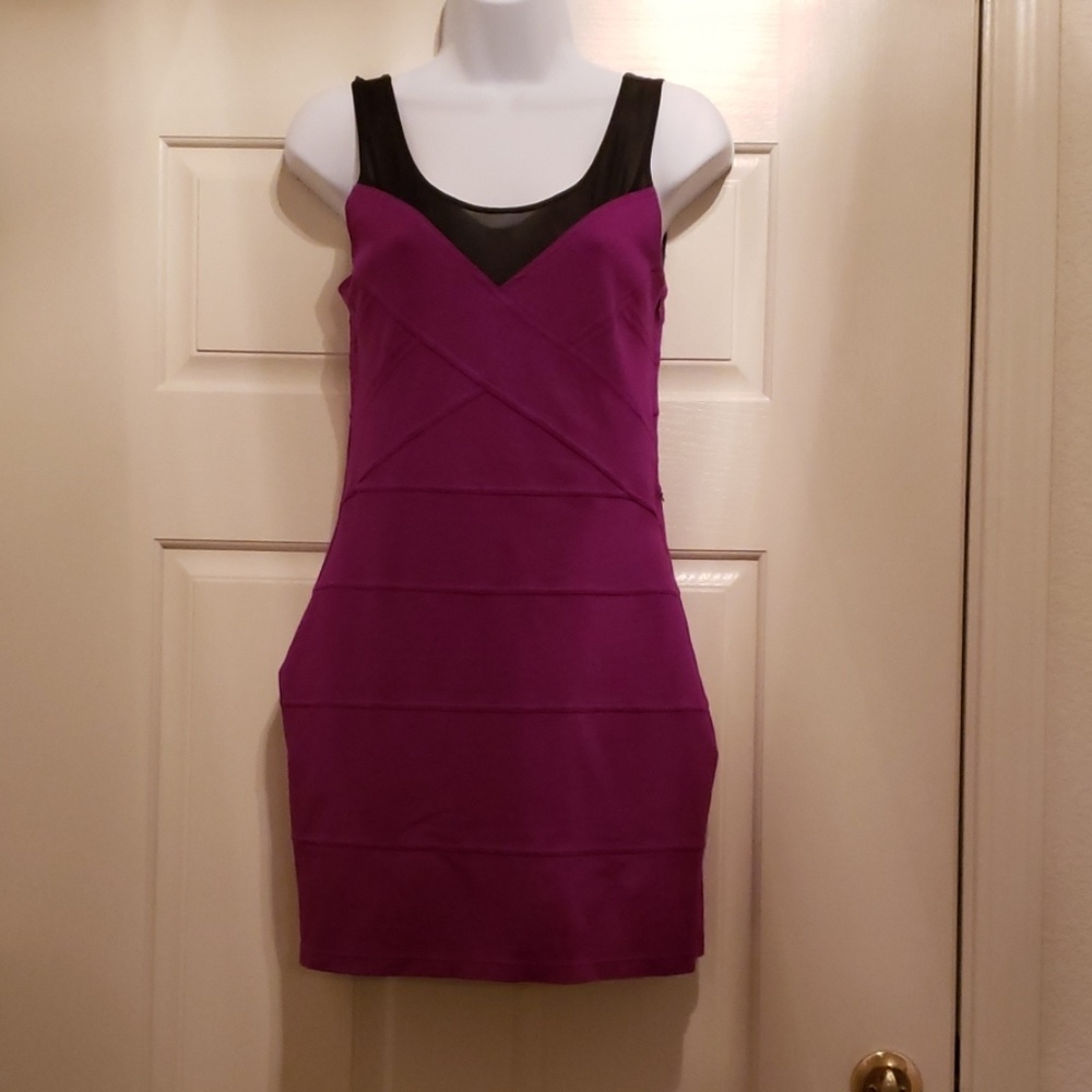 SOLD Bodycon sheer black sleeve dress